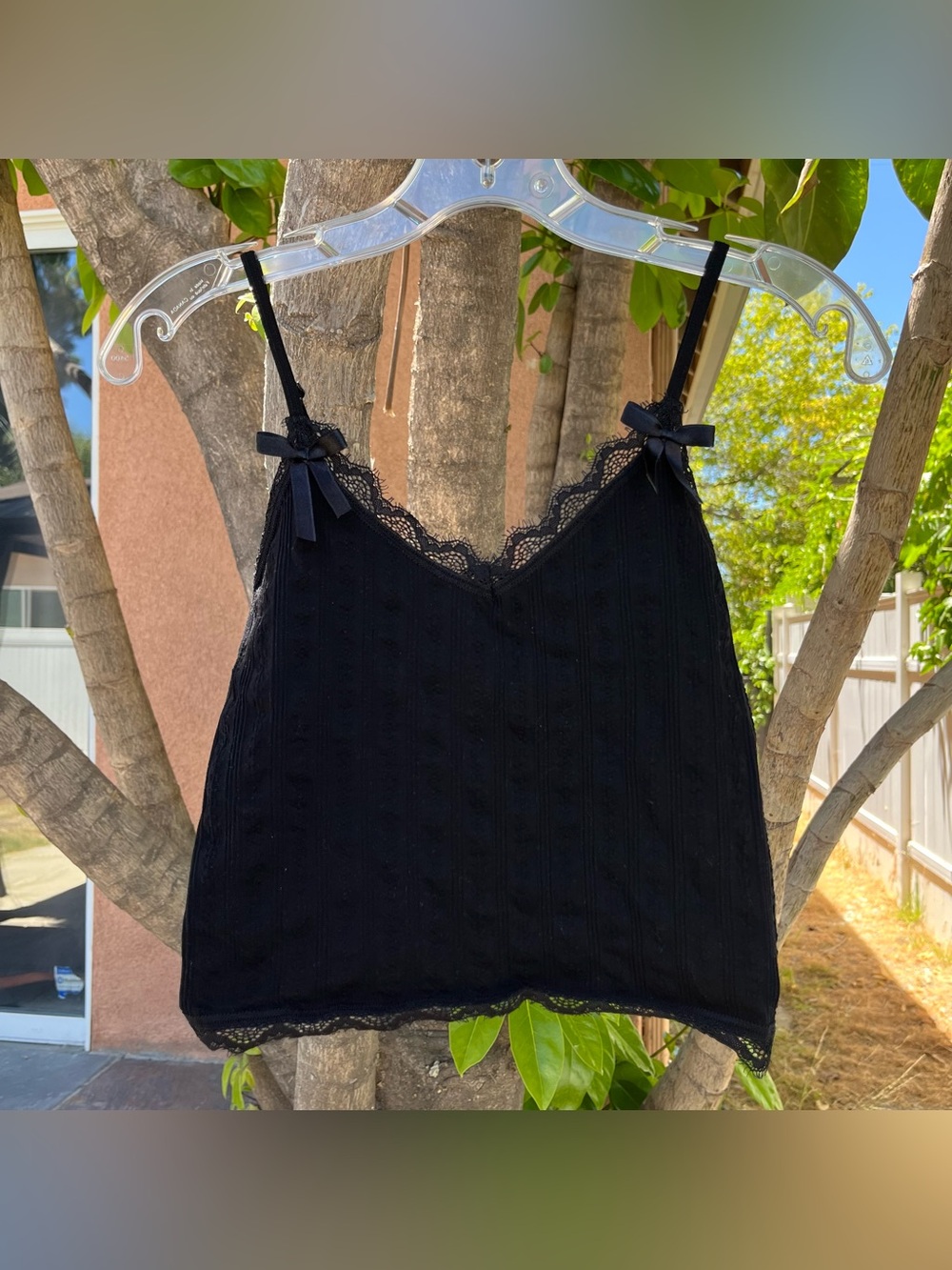 Urban Outfitters Out From Under Black  Margot Pointelle Cropped Cami
